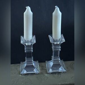 Pair of WATERFORD Marquis TREVISO 6” Crystal Candlesticks Candle Holders
